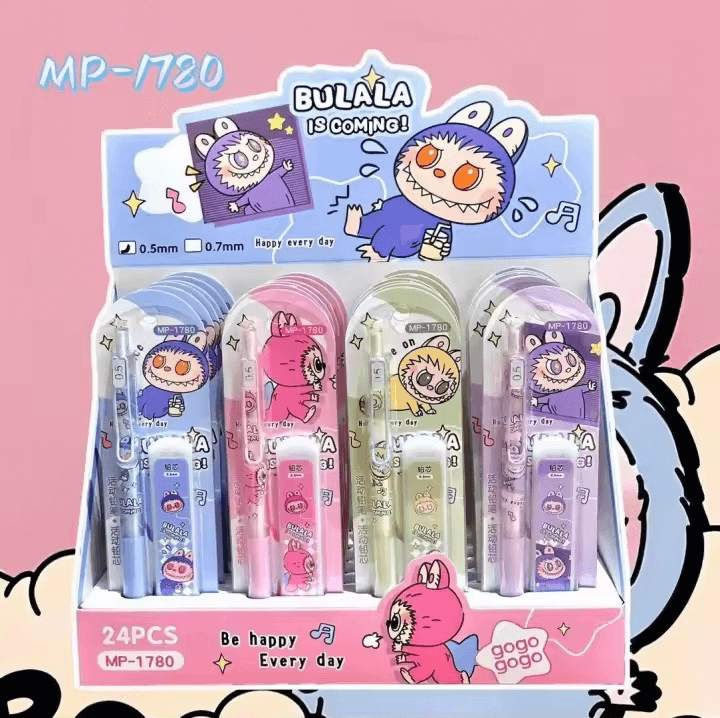 Découvrez le set critérium et gomme Labubu : design Pop Mart officiel, écriture confortable, gomme assortie, parfait pour la rentrée. Édition limitée – Stock disponible !