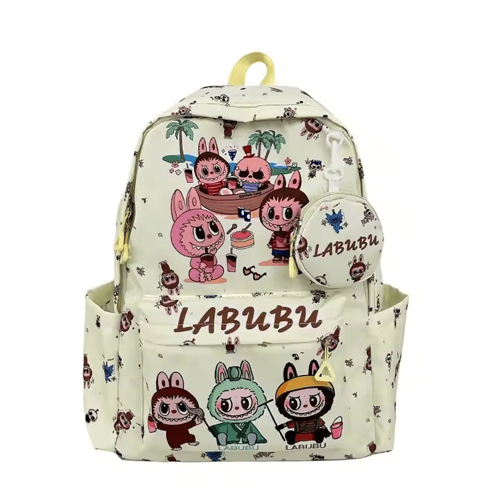 Kit de Rentrée Scolaire Labubu avec cartables colorés et designs Kawaii, parfaits pour les fournitures scolaires.