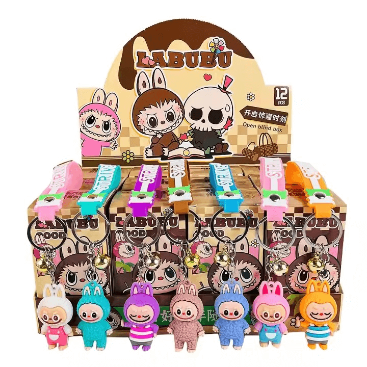 Set de porte-clés Labubu multicolores, accessoires kawaii à collectionner ou offrir