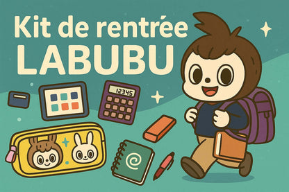 Kit de rentrée scolaire Labubu avec cartable, trousse, calculatrice et fournitures kawaii.