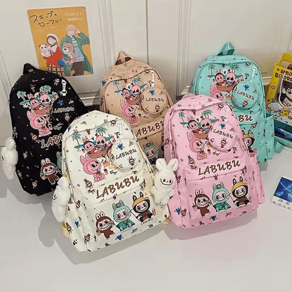 Kit de Rentrée Scolaire Labubu avec cartables colorés et designs Kawaii, parfaits pour les fournitures scolaires.