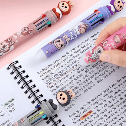 Stylo Labubu kawaii avec 6 couleurs d’encre, idéal pour école, bureau ou décoration créative

